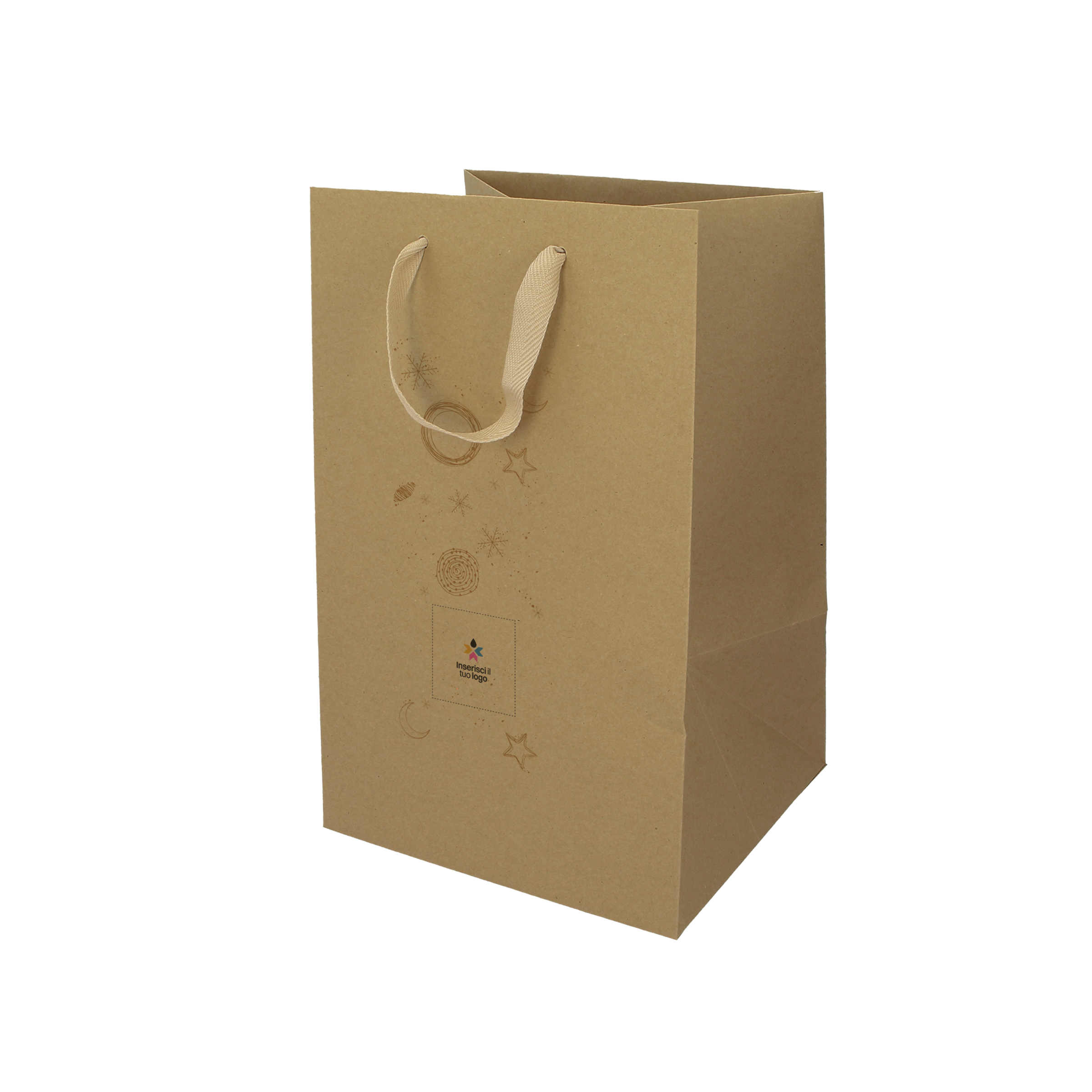 Shopper in carta Lux porta panettone avana Natale- Printcentral - - -