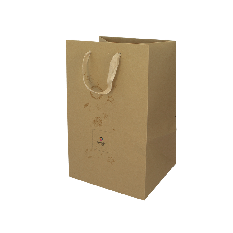 Shopper in carta Lux porta panettone avana Natale- Printcentral - - -