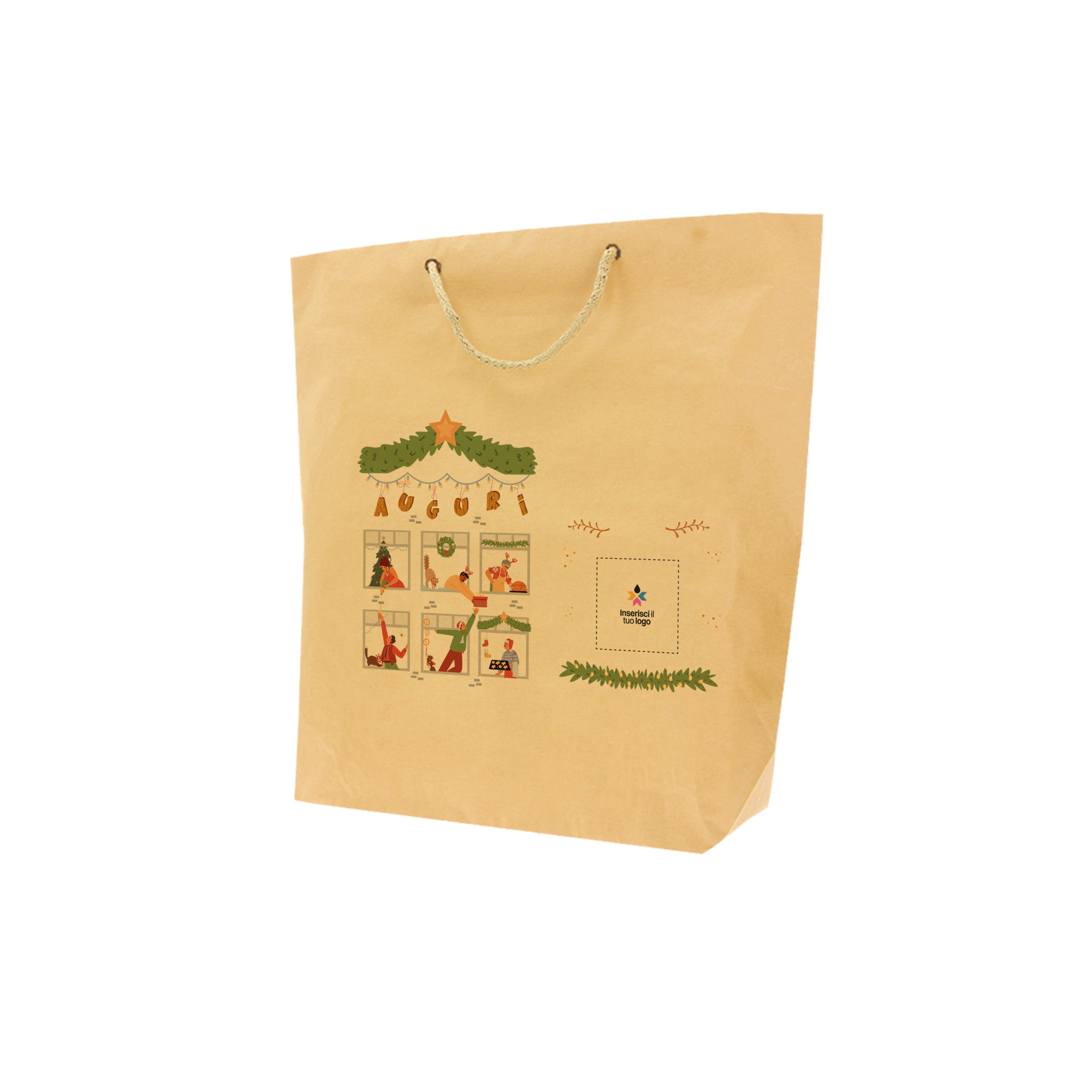 Shopper in carta avana Cuba Bags Natale- Printcentral - - -