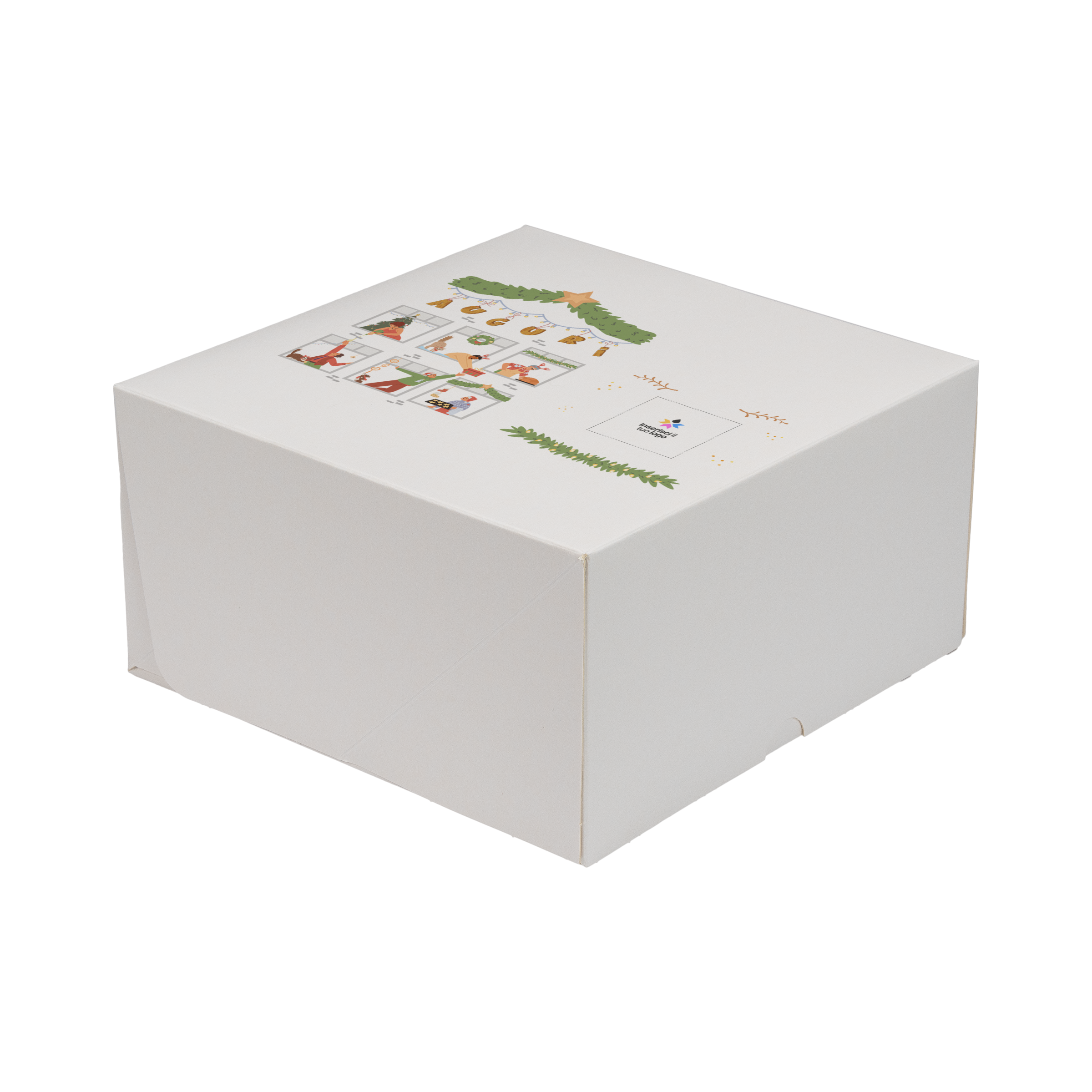 Scatole porta torta Francesi bianco naturale Natale- Printcentral - - -