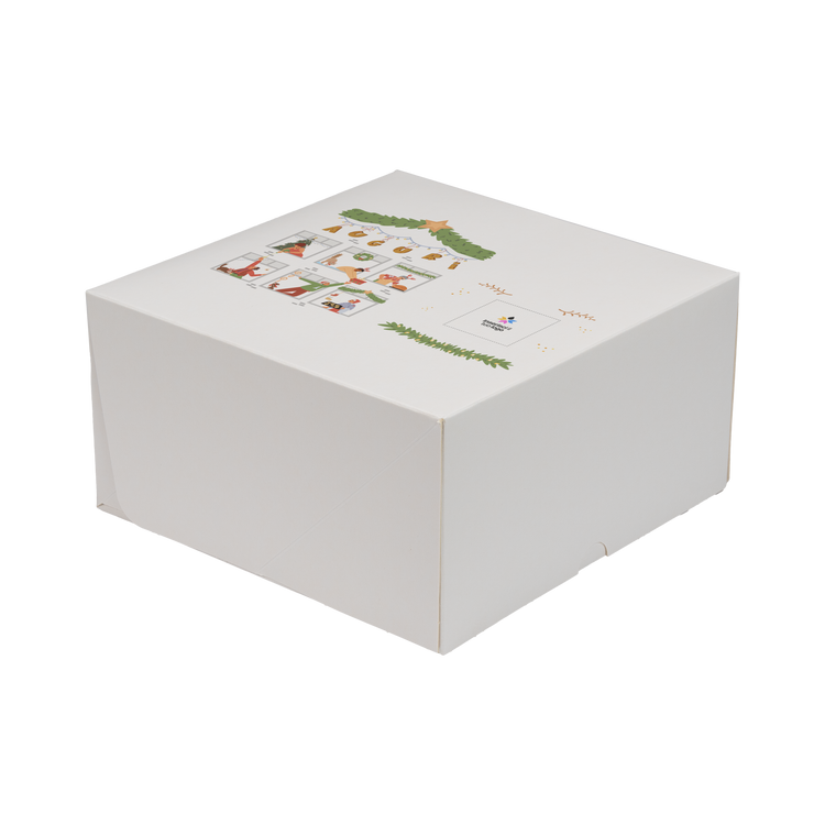 Scatole porta torta Francesi bianco naturale Natale- Printcentral - - -