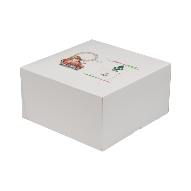 Scatole porta torta Francesi bianco naturale Natale- Printcentral - - -