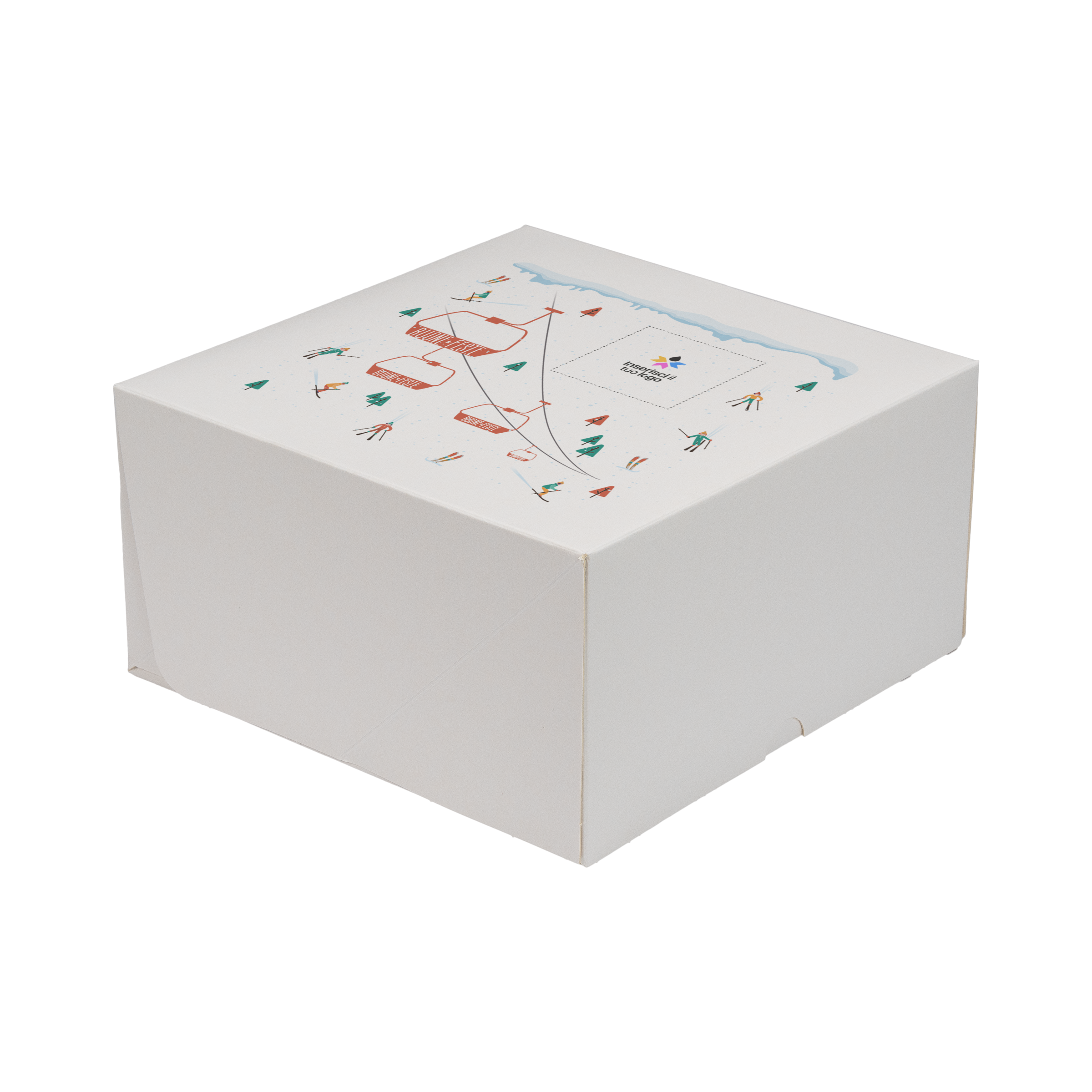 Scatole porta torta Francesi bianco naturale Natale- Printcentral - - -