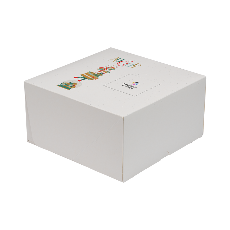 Scatole porta torta Francesi bianco naturale Natale- Printcentral - - -