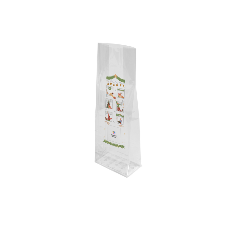 Sacchetti in polipropilene fondo quadro trasparenti Natale- Printcentral - - -