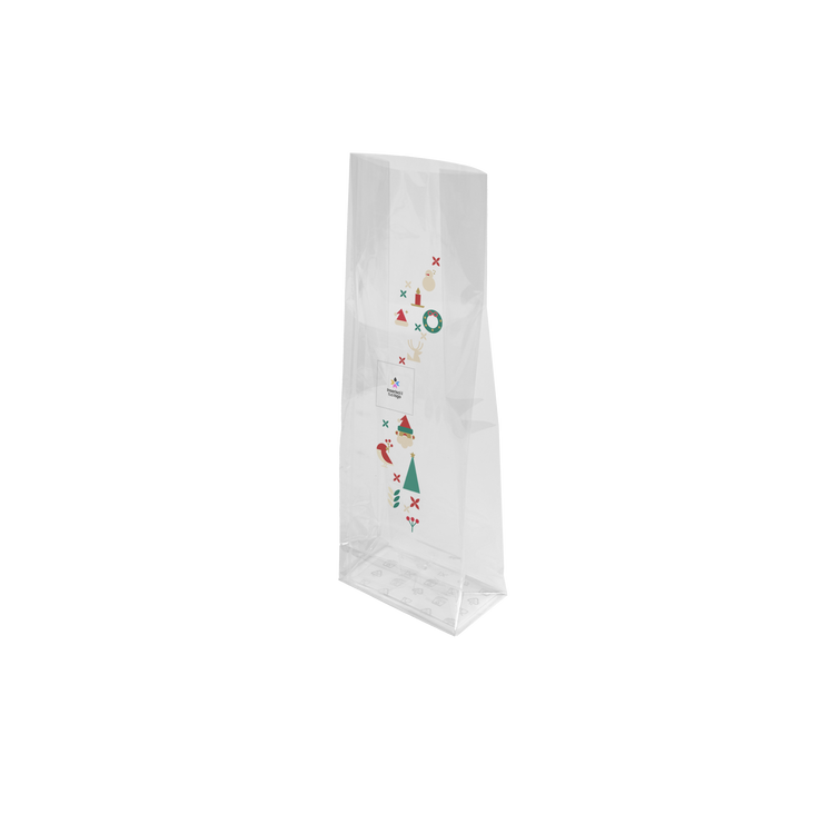 Sacchetti in polipropilene fondo quadro trasparenti Natale- Printcentral - - -