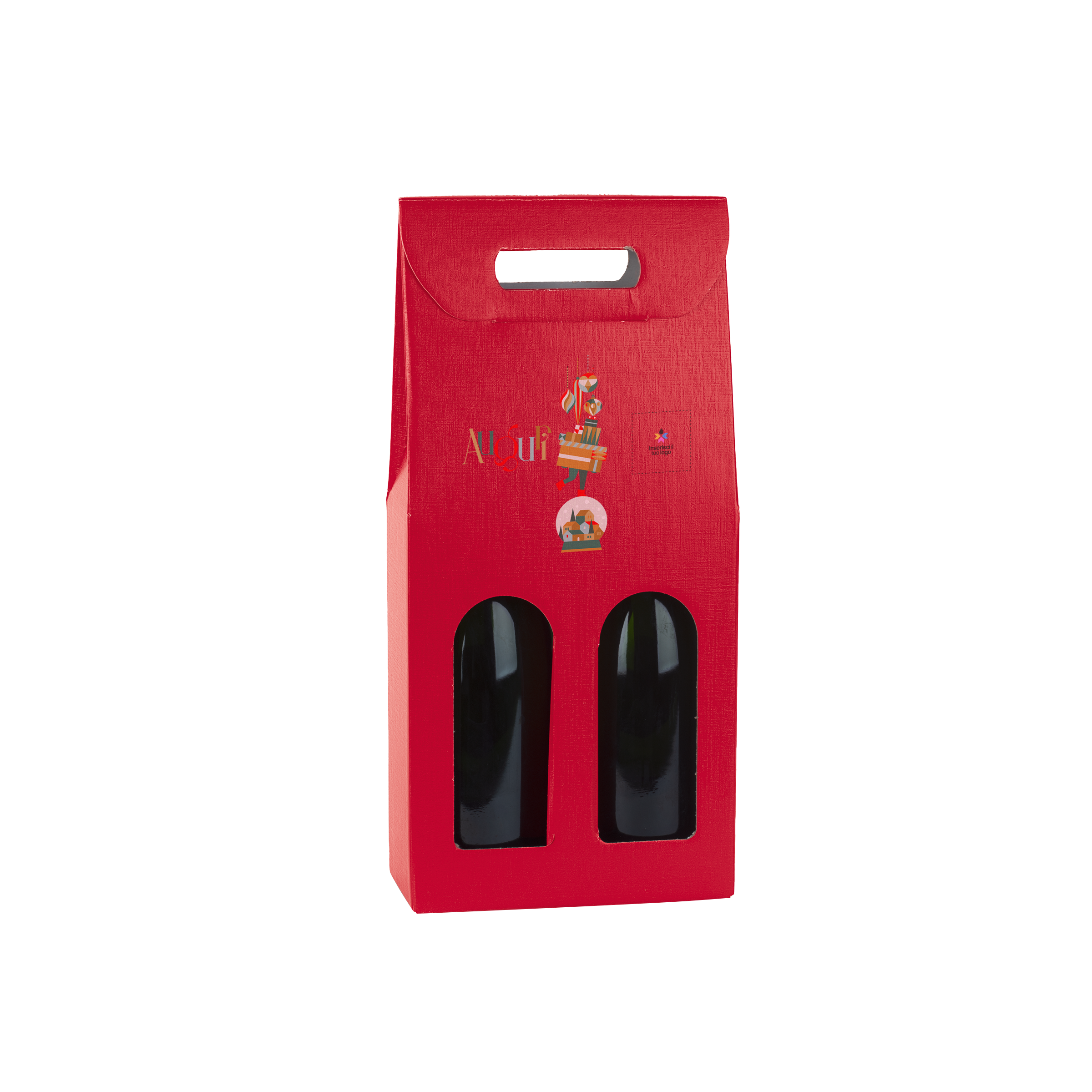 Scatole porta bottiglia fibra rosso- Printcentral - - -