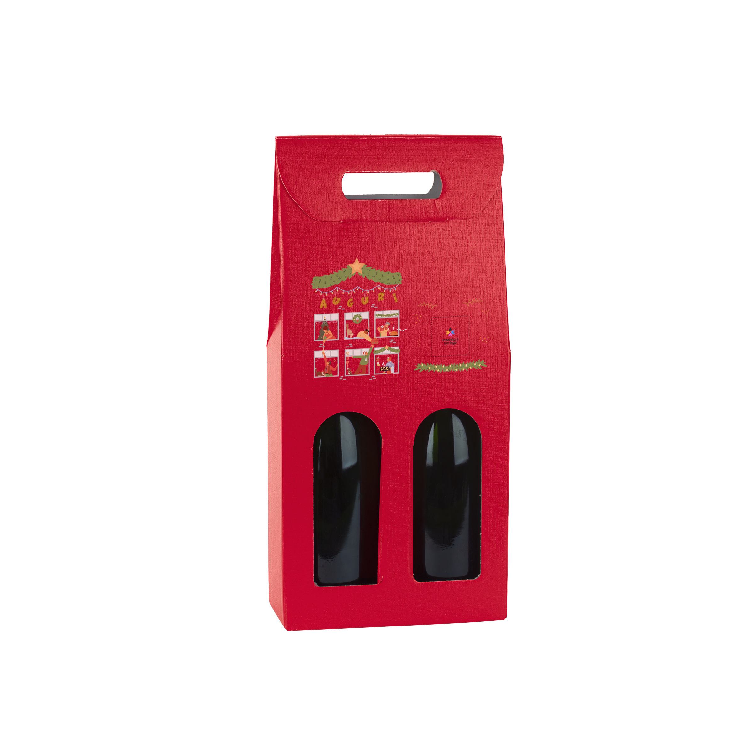 Scatole porta bottiglia fibra rosso- Printcentral - - -