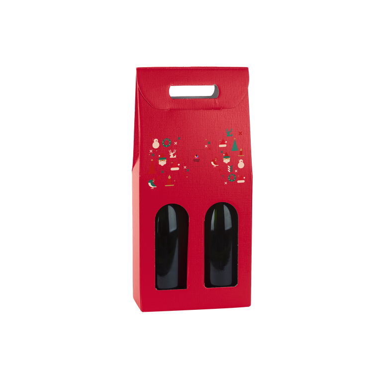 Scatole porta bottiglia fibra rosso- Printcentral - - -