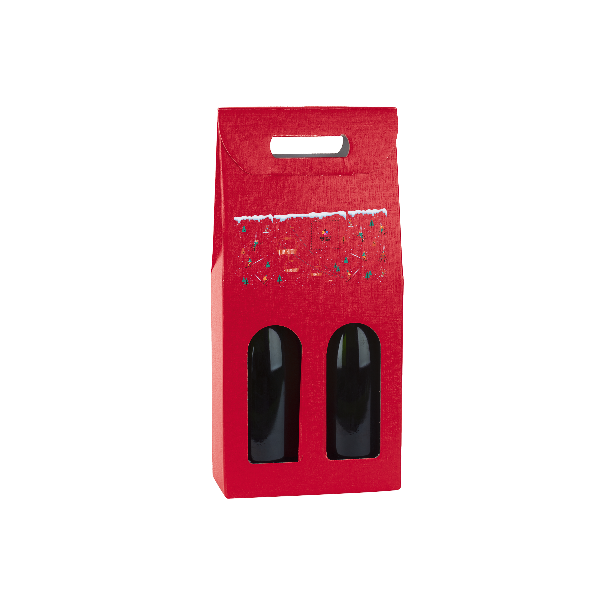 Scatole porta bottiglia fibra rosso- Printcentral - - -