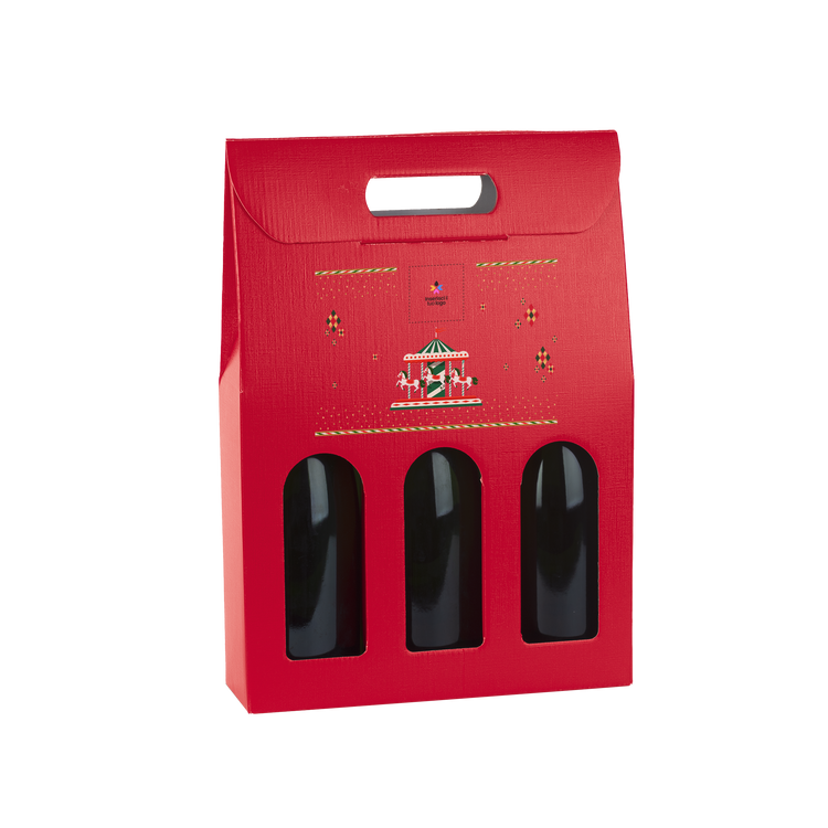 Scatole porta bottiglia fibra rosso- Printcentral - - -