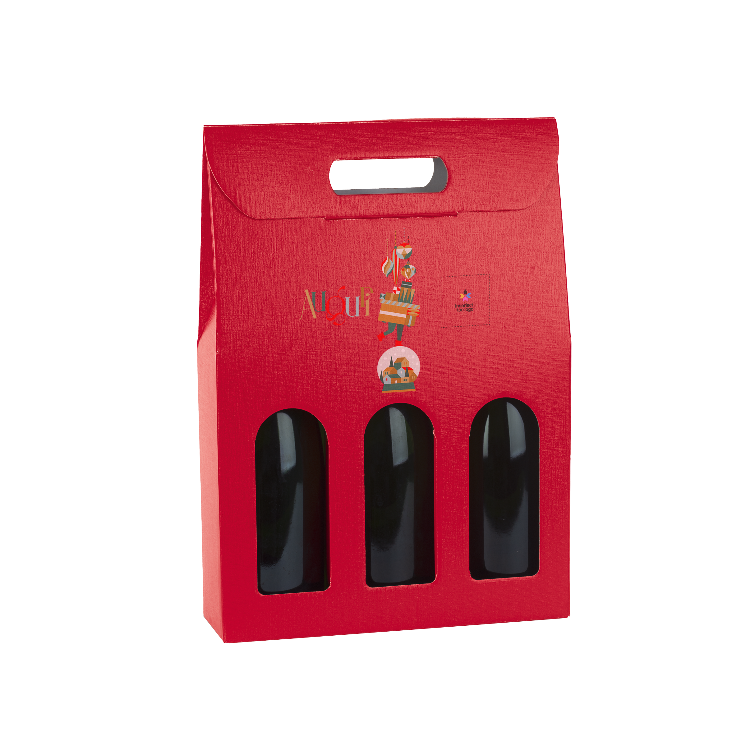Scatole porta bottiglia fibra rosso- Printcentral - - -