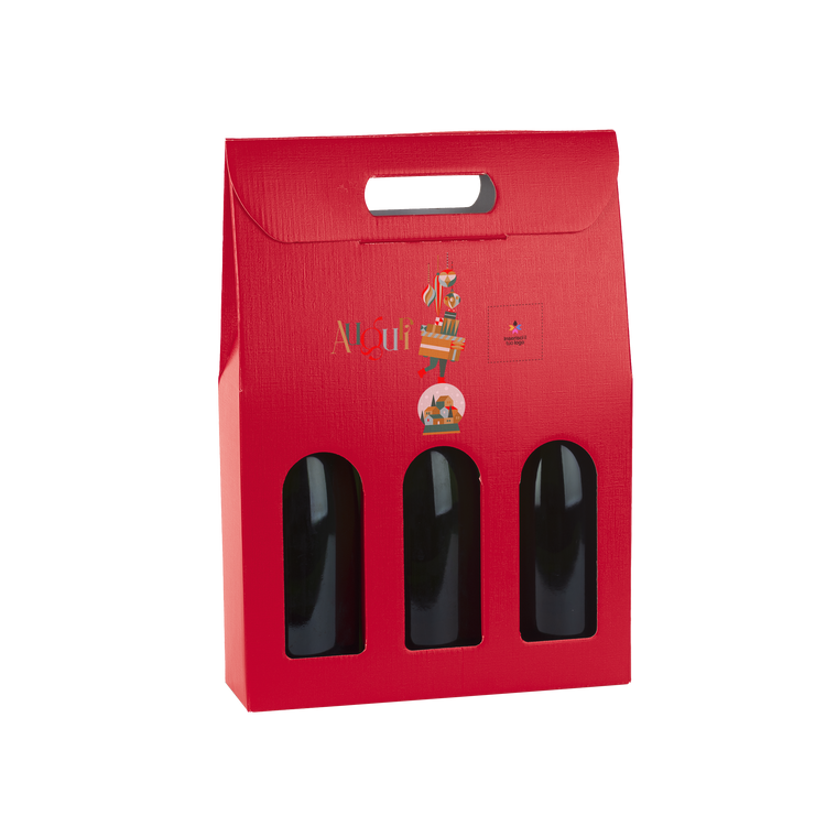 Scatole porta bottiglia fibra rosso- Printcentral - - -