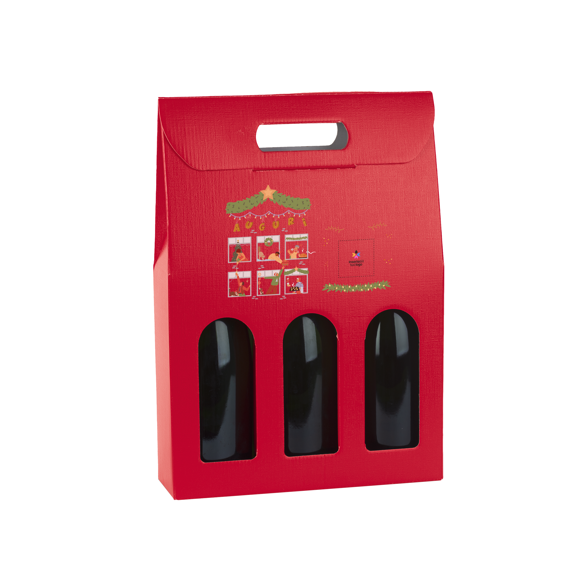 Scatole porta bottiglia fibra rosso- Printcentral - - -