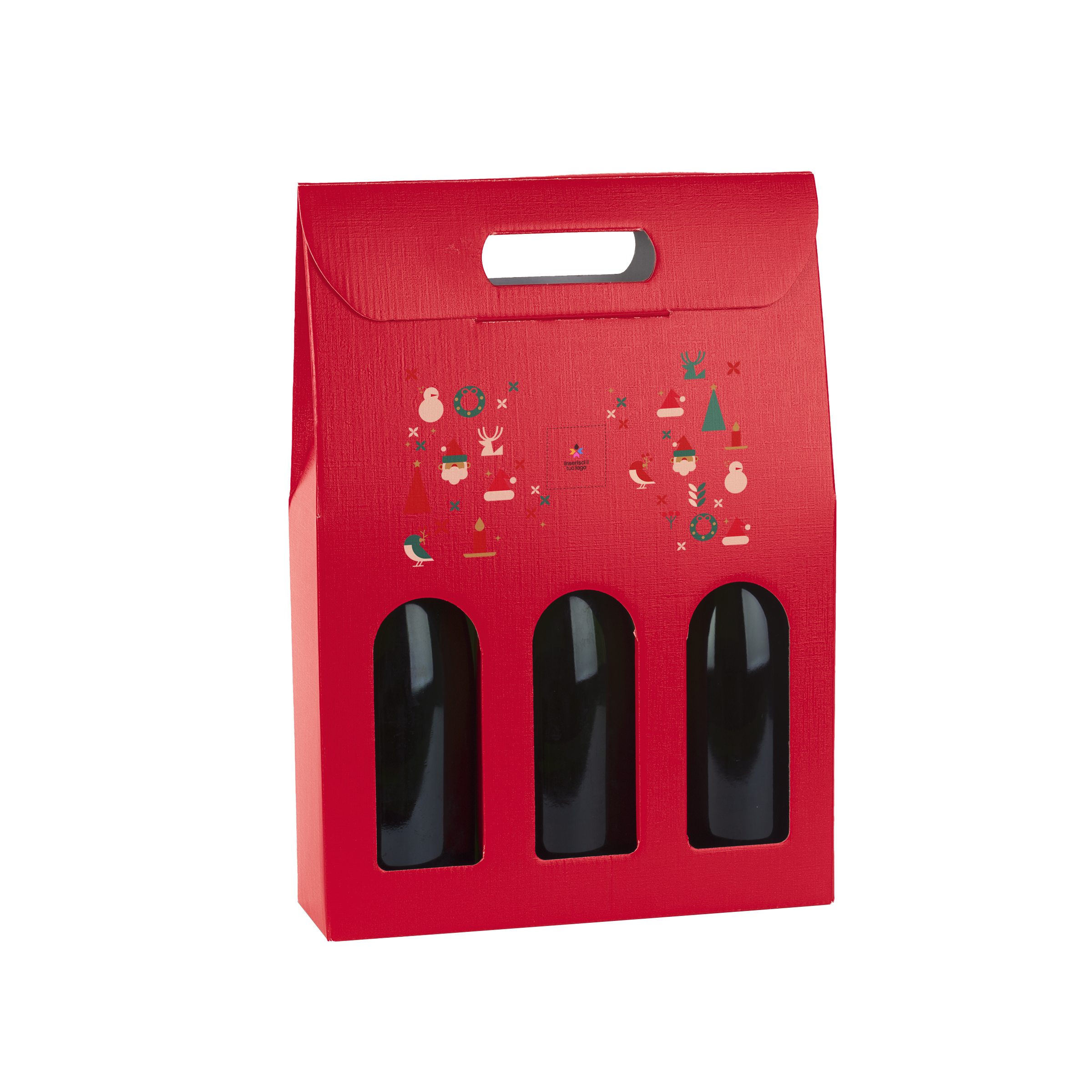Scatole porta bottiglia fibra rosso- Printcentral - - -