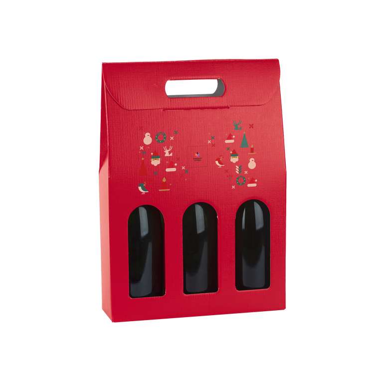 Scatole porta bottiglia fibra rosso- Printcentral - - -