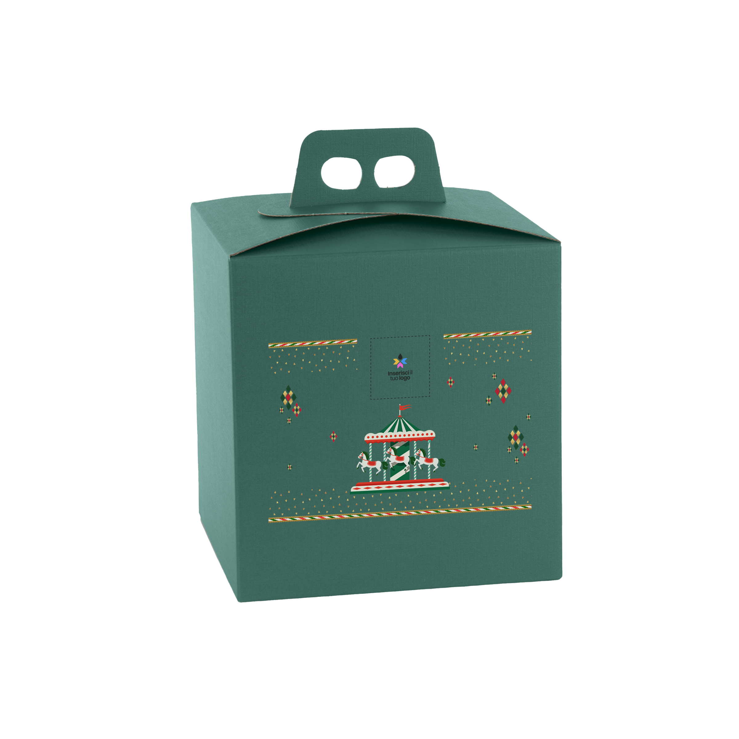 Scatole porta panettone quadrella fibra verde- Printcentral - - -