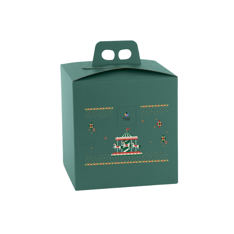 Scatole porta panettone quadrella fibra verde- Printcentral - - -