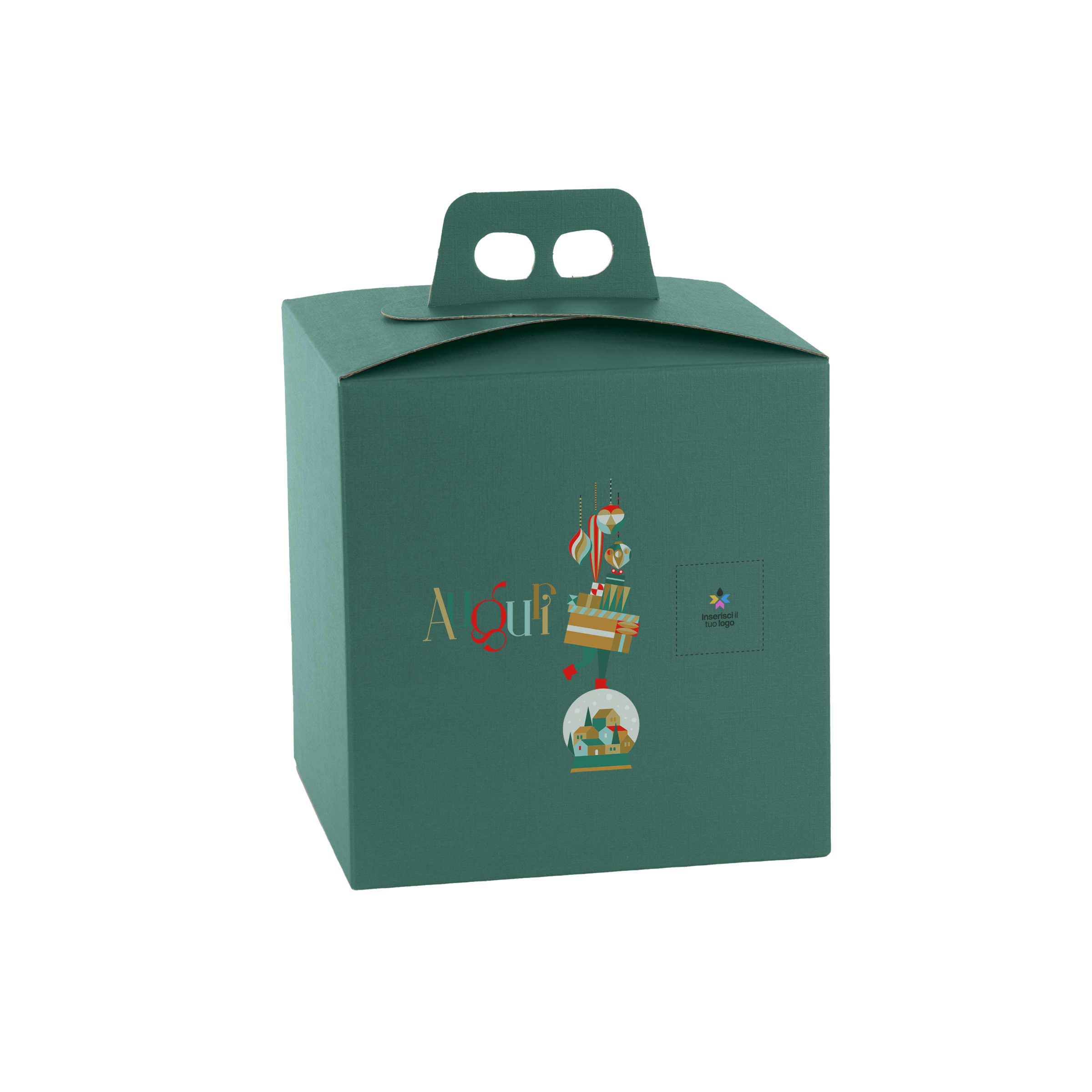 Scatole porta panettone quadrella fibra verde- Printcentral - - -