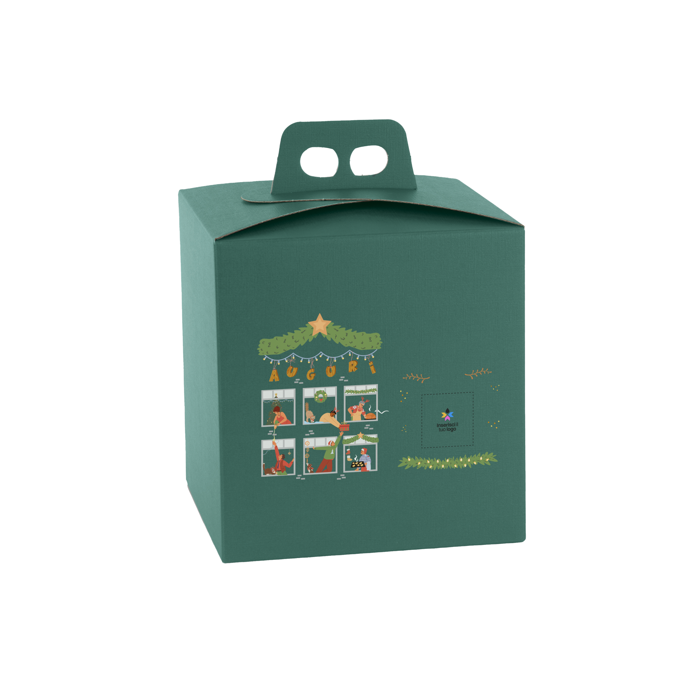 Scatole porta panettone quadrella fibra verde- Printcentral - - -