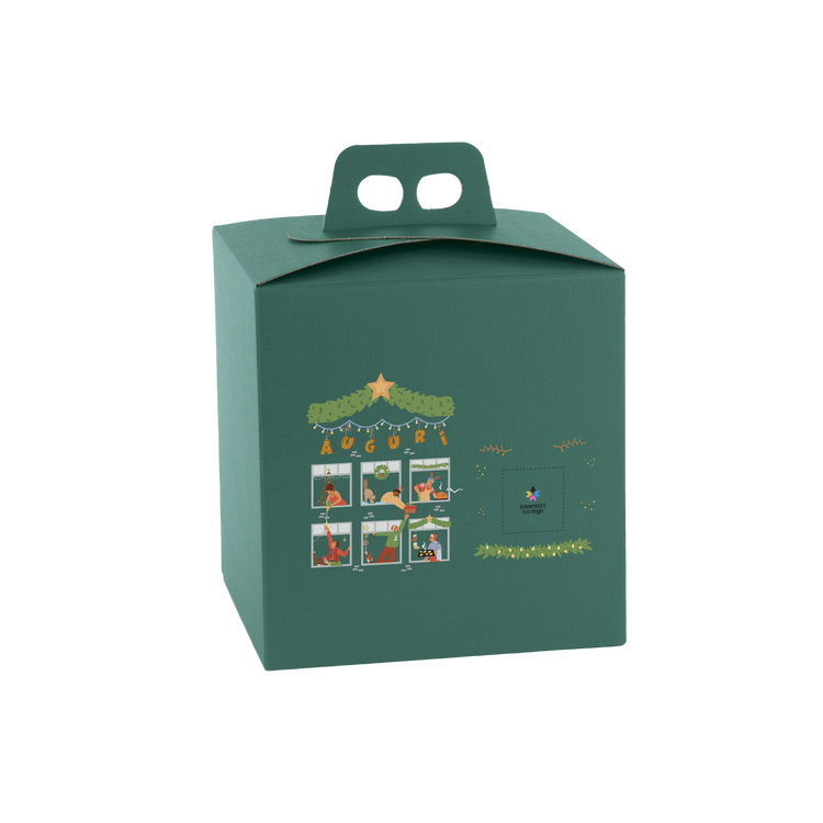 Scatole porta panettone quadrella fibra verde- Printcentral - - -