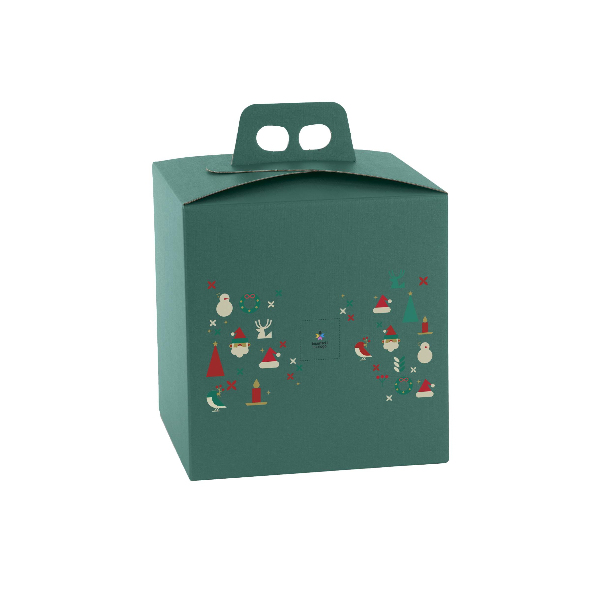 Scatole porta panettone quadrella fibra verde- Printcentral - - -