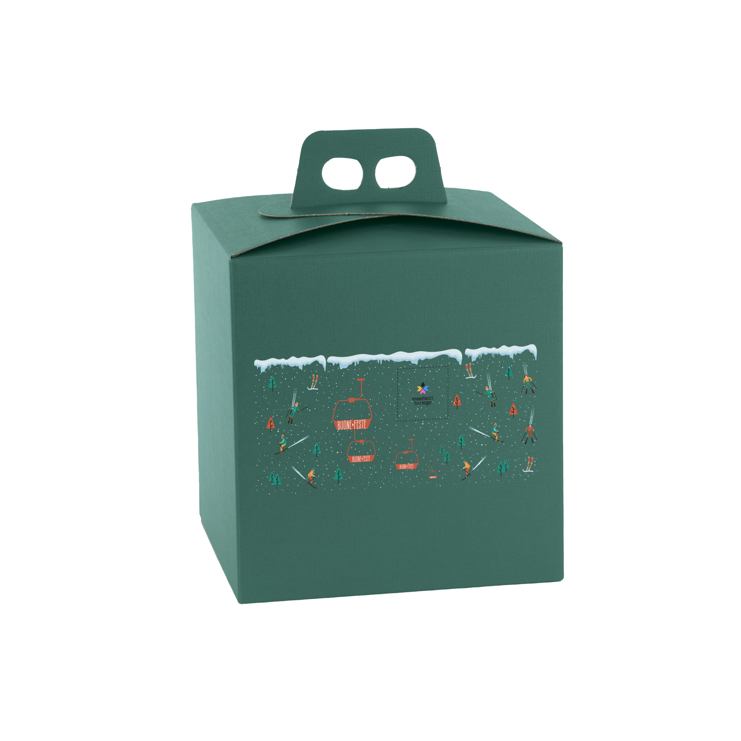 Scatole porta panettone quadrella fibra verde- Printcentral - - -