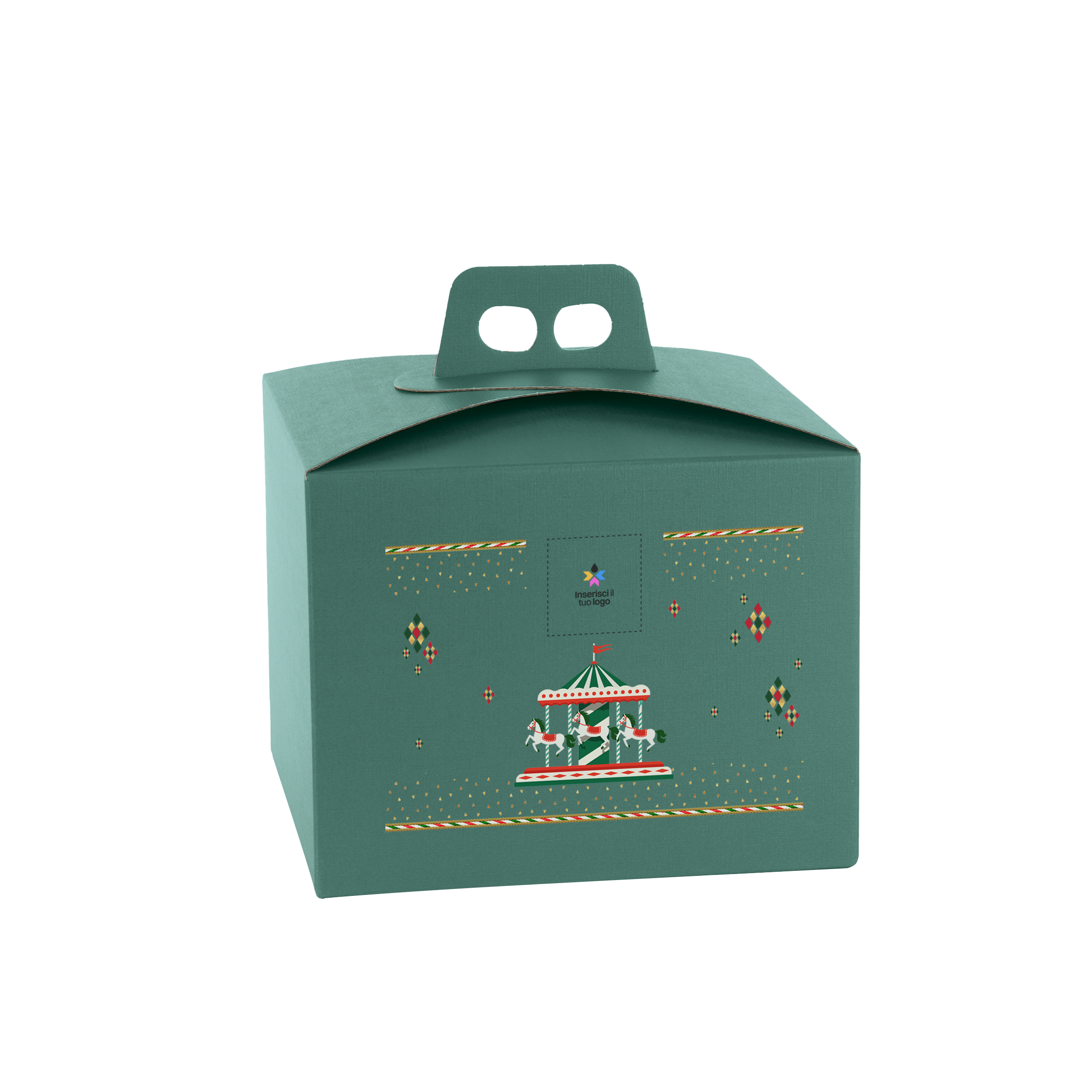 Scatole porta panettone quadrella fibra verde- Printcentral - - -