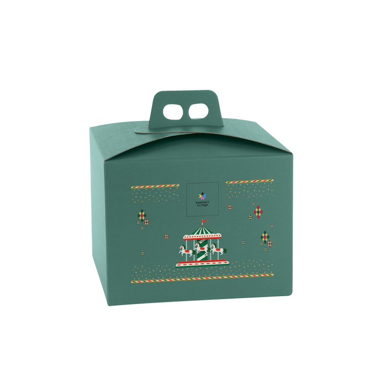 Scatole porta panettone quadrella fibra verde- Printcentral - - -