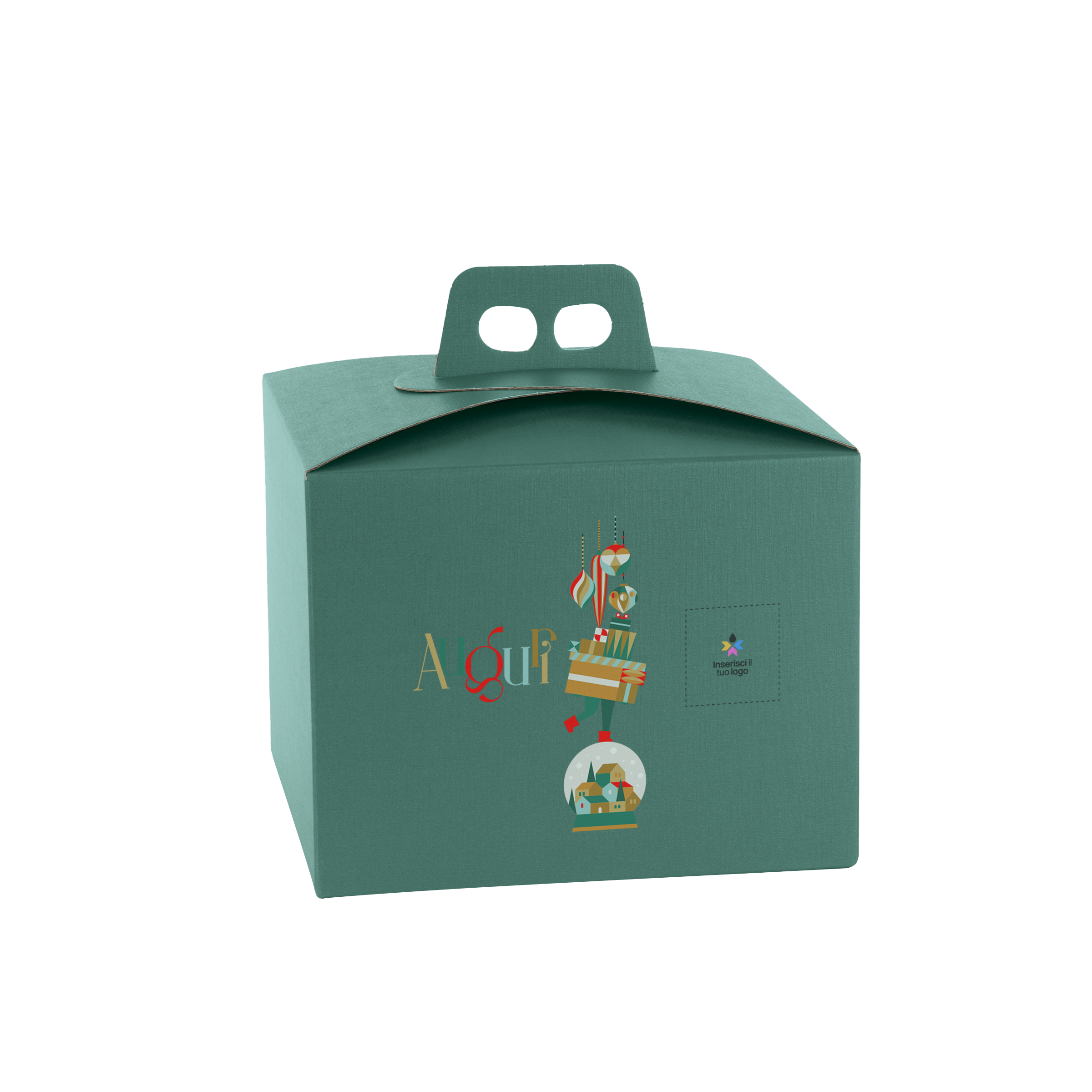 Scatole porta panettone quadrella fibra verde- Printcentral - - -
