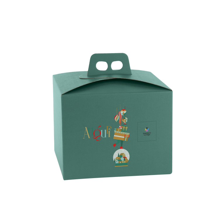 Scatole porta panettone quadrella fibra verde- Printcentral - - -