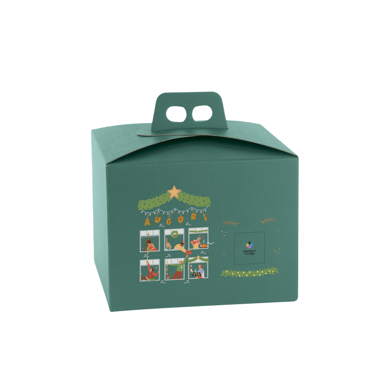 Scatole porta panettone quadrella fibra verde- Printcentral - - -