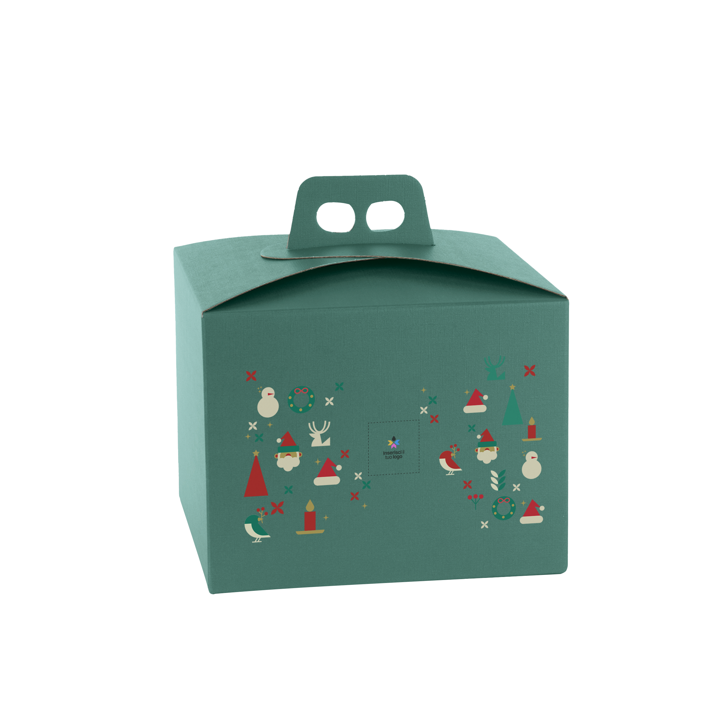 Scatole porta panettone quadrella fibra verde- Printcentral - - -