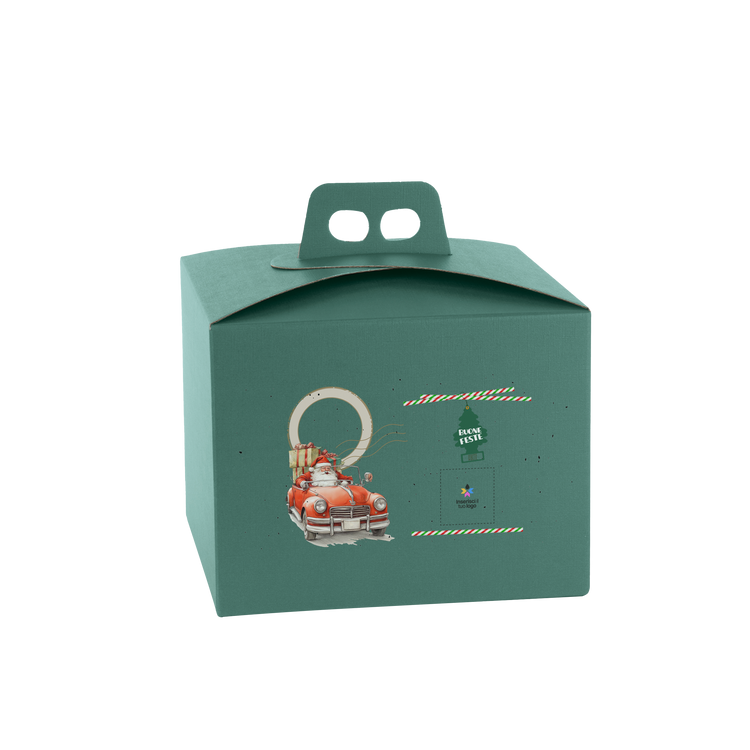 Scatole porta panettone quadrella fibra verde- Printcentral - - -