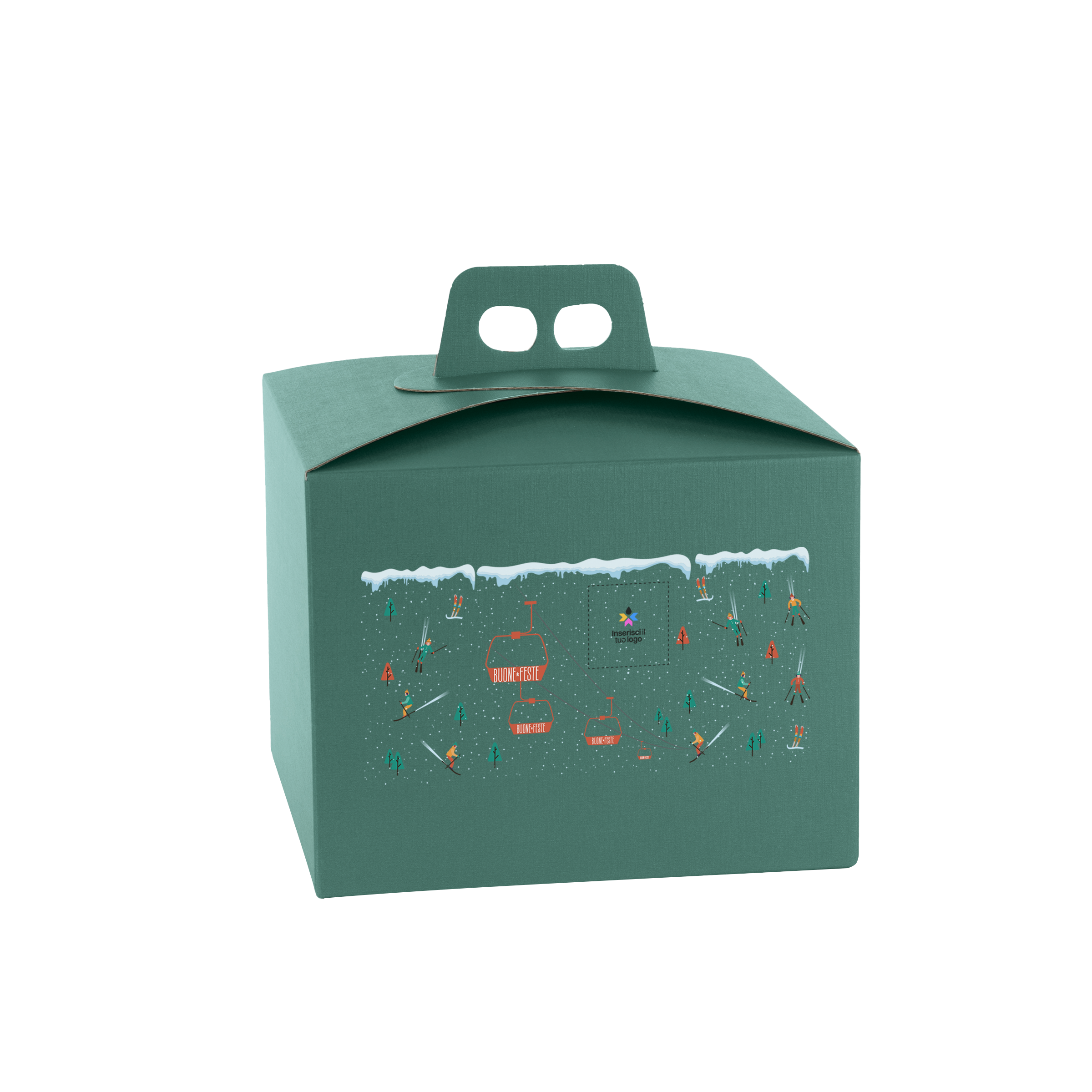 Scatole porta panettone quadrella fibra verde- Printcentral - - -