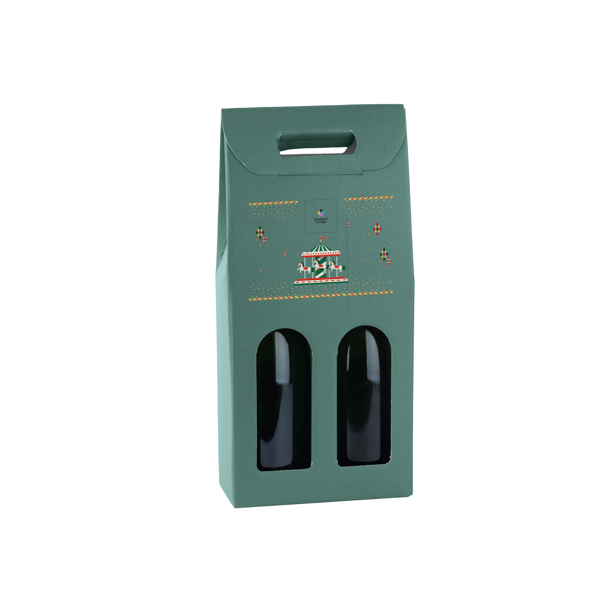 Scatole porta bottiglia fibra verde- Printcentral - - -