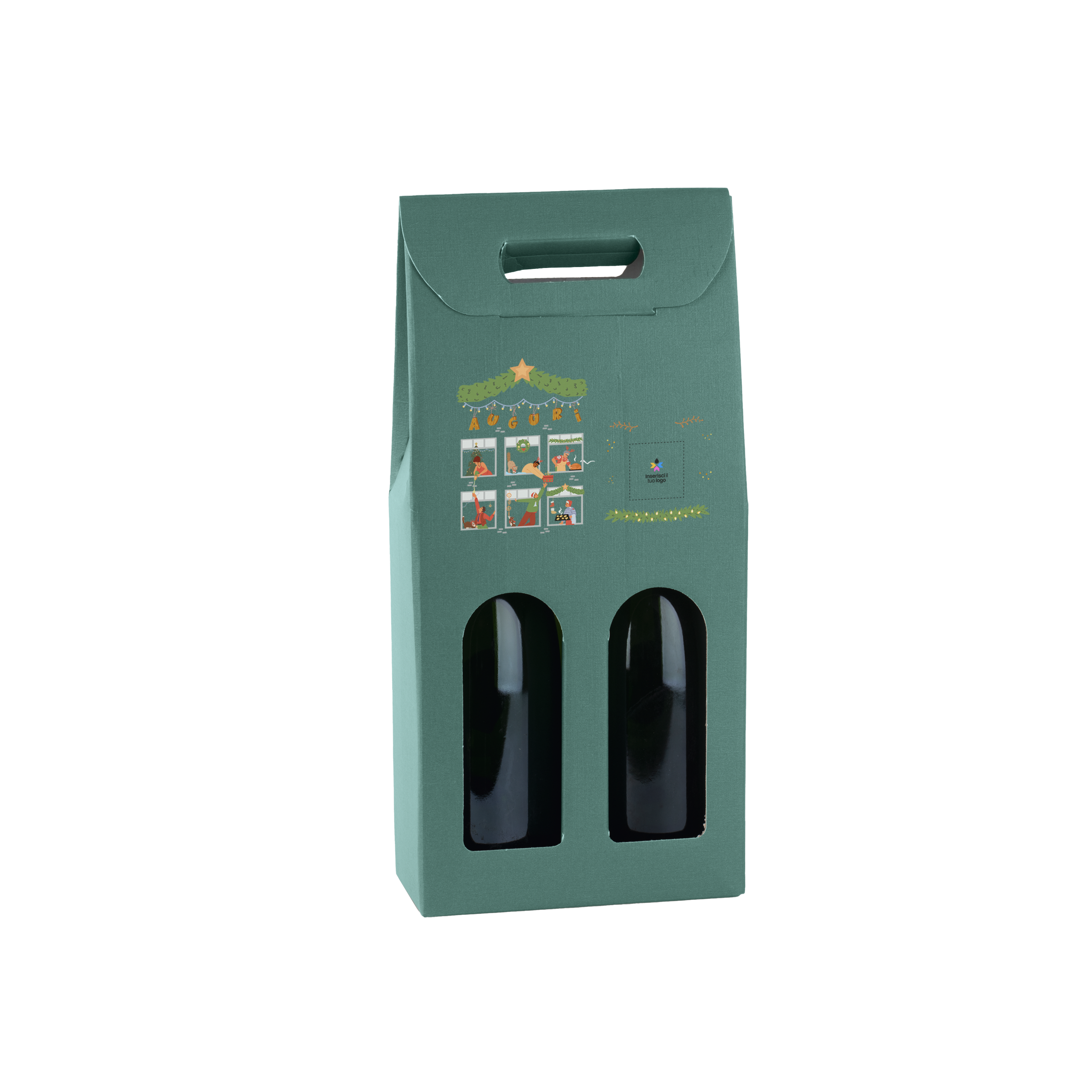 Scatole porta bottiglia fibra verde- Printcentral - - -
