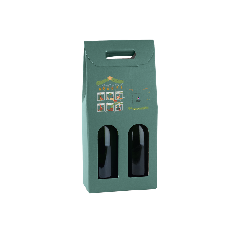 Scatole porta bottiglia fibra verde- Printcentral - - -