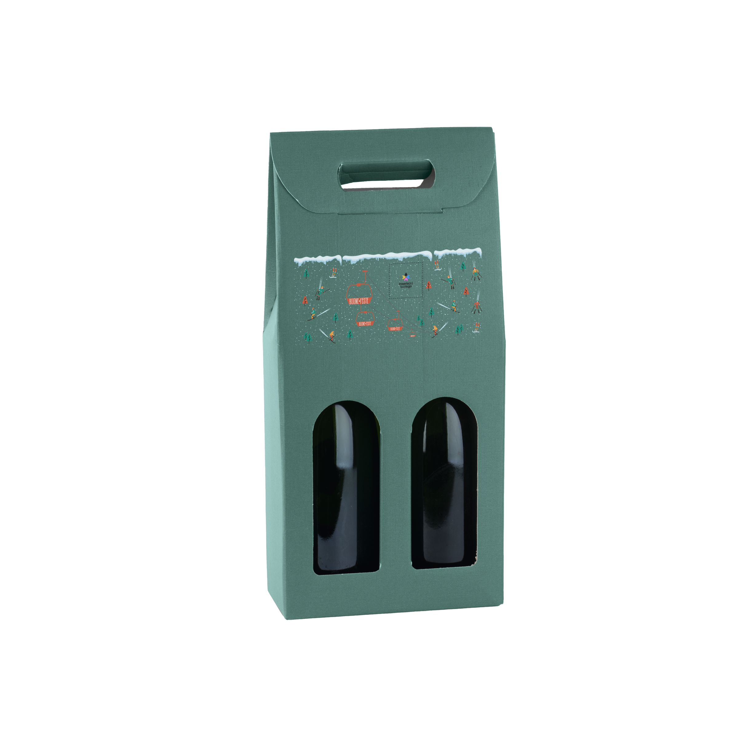 Scatole porta bottiglia fibra verde- Printcentral - - -