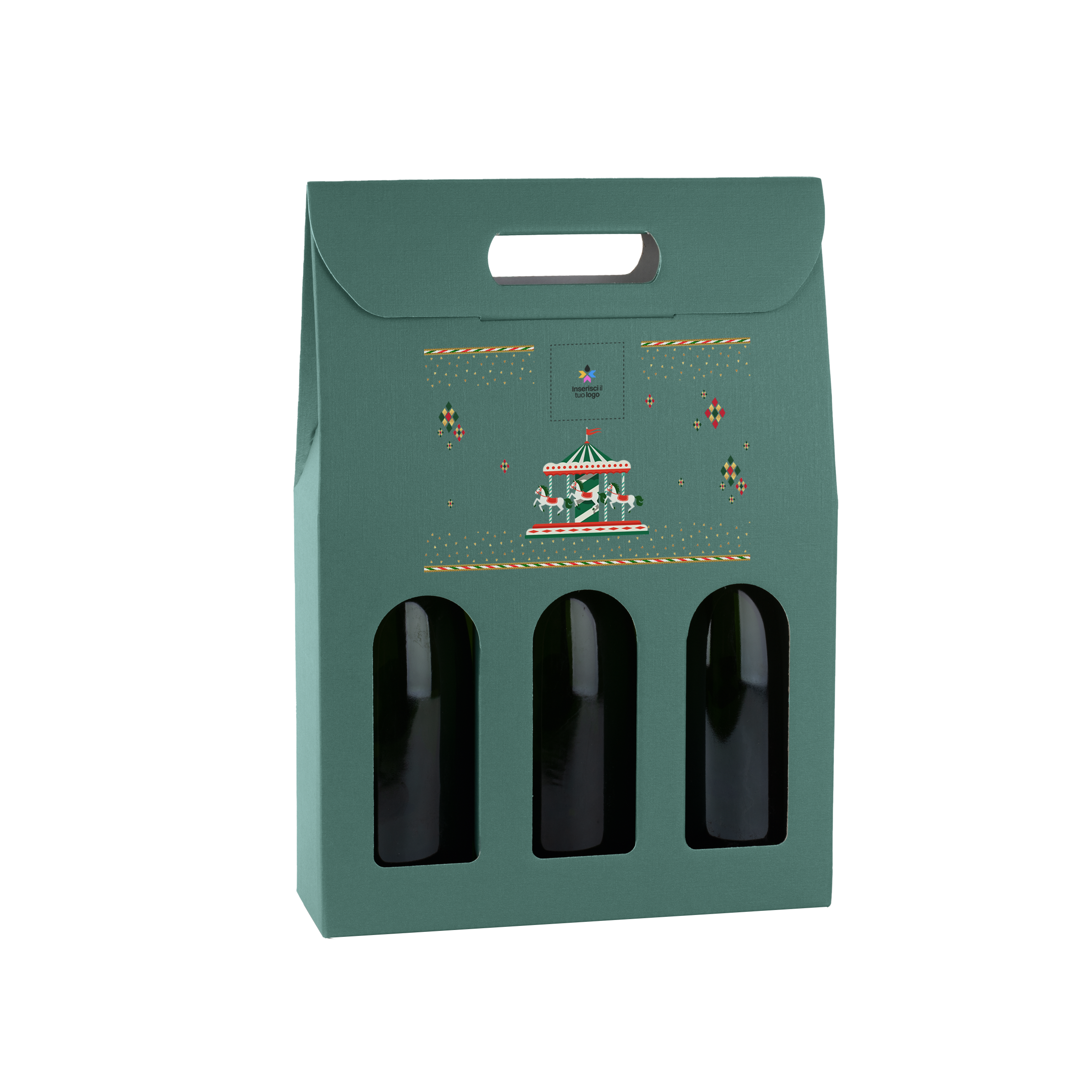 Scatole porta bottiglia fibra verde- Printcentral - - -