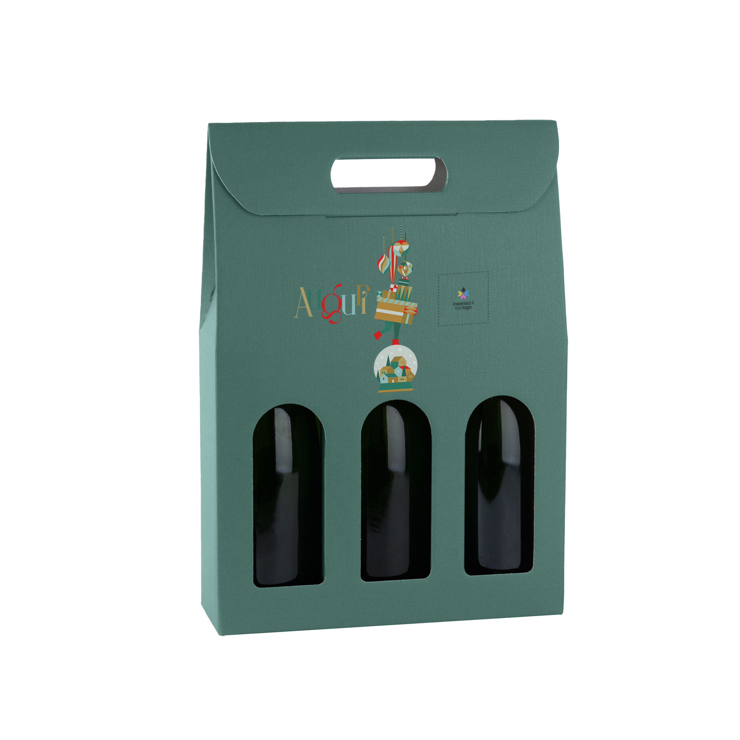Scatole porta bottiglia fibra verde- Printcentral - - -