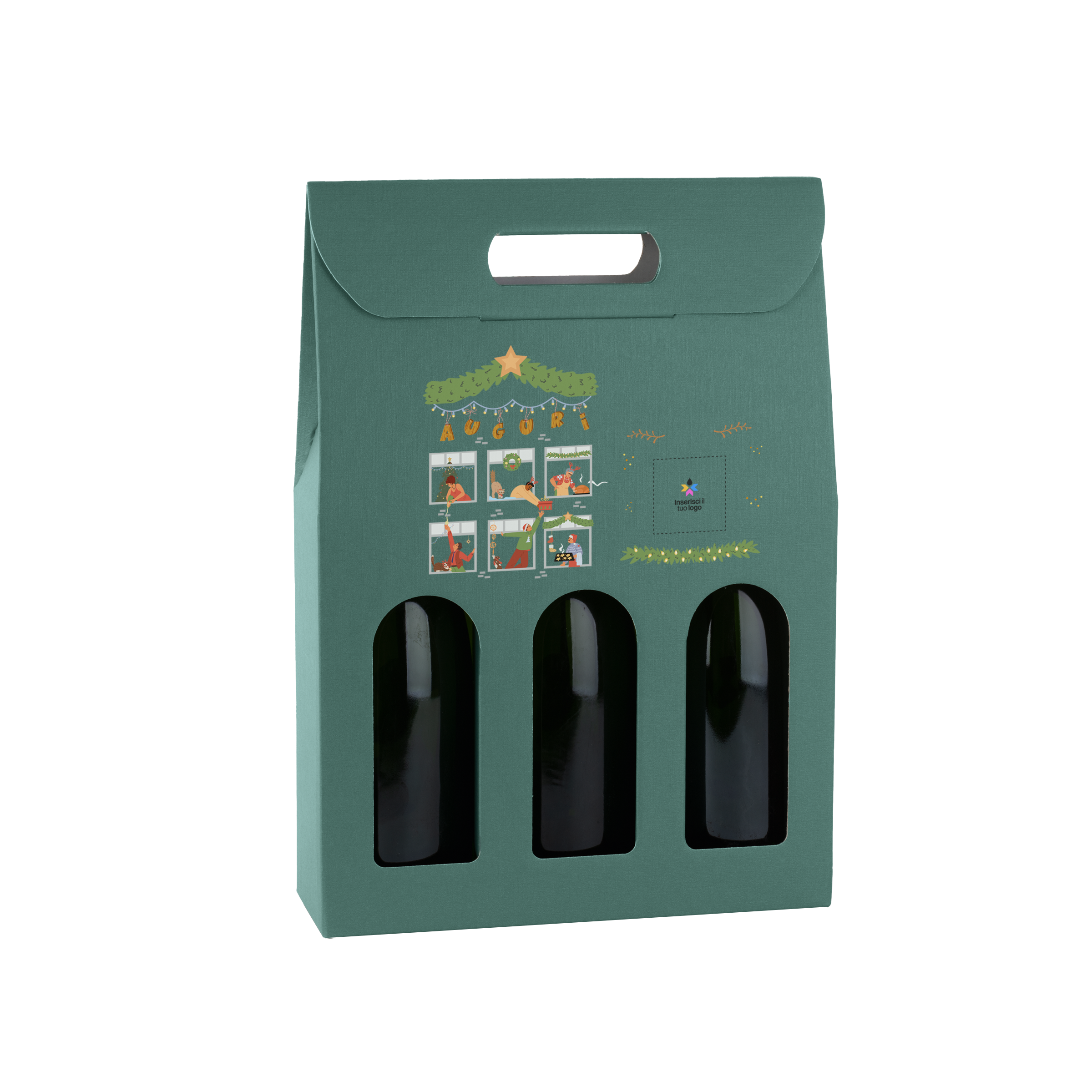 Scatole porta bottiglia fibra verde- Printcentral - - -