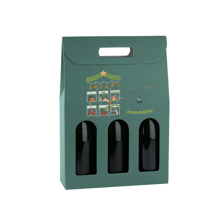 Scatole porta bottiglia fibra verde- Printcentral - - -