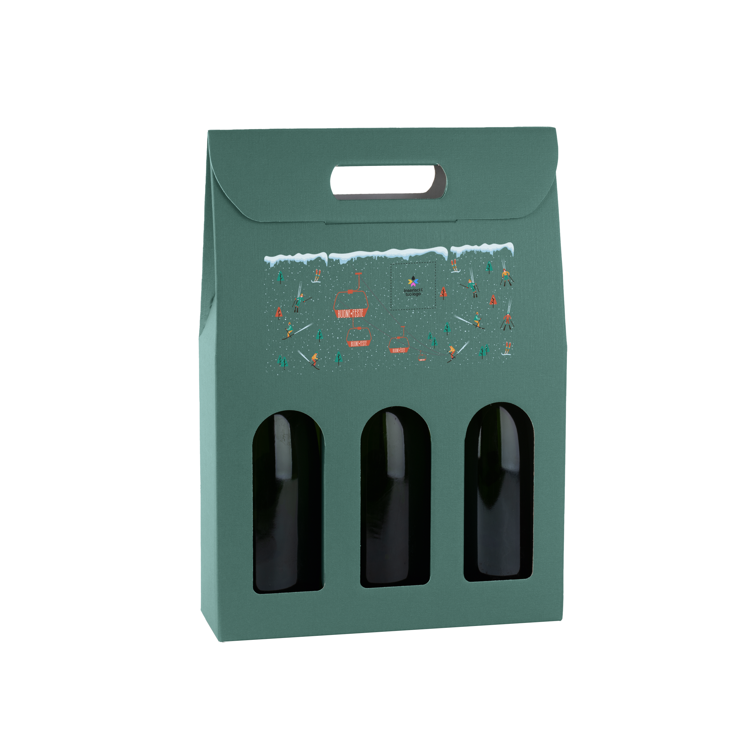 Scatole porta bottiglia fibra verde- Printcentral - - -