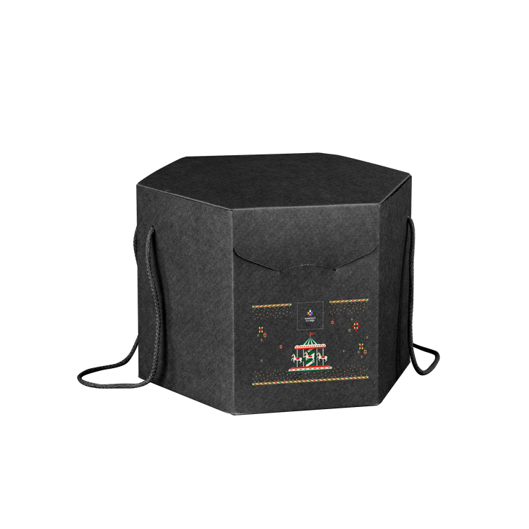 Scatole porta panettone esagonali seta nero- Printcentral - - -
