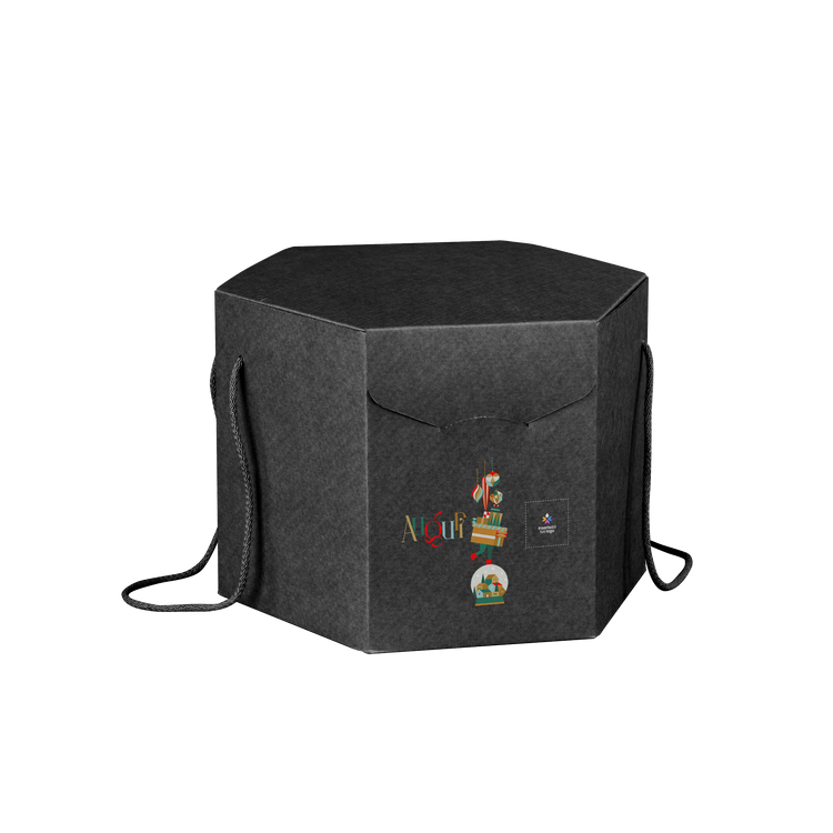 Scatole porta panettone esagonali seta nero- Printcentral - - -