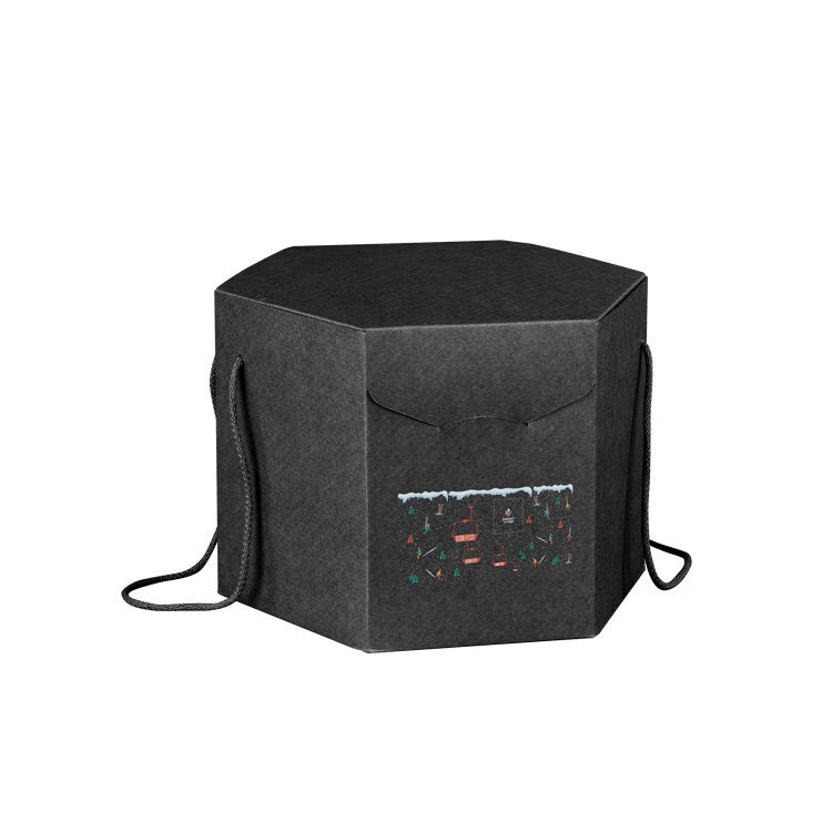 Scatole porta panettone esagonali seta nero- Printcentral - - -