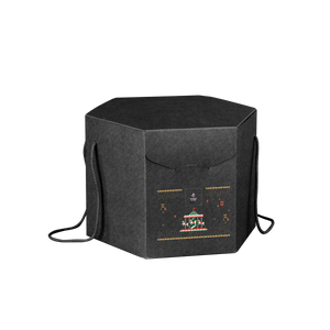Scatole porta panettone esagonali seta nero- Printcentral - - -