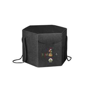Scatole porta panettone esagonali seta nero- Printcentral - - -