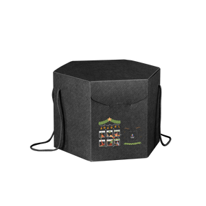 Scatole porta panettone esagonali seta nero- Printcentral - - -